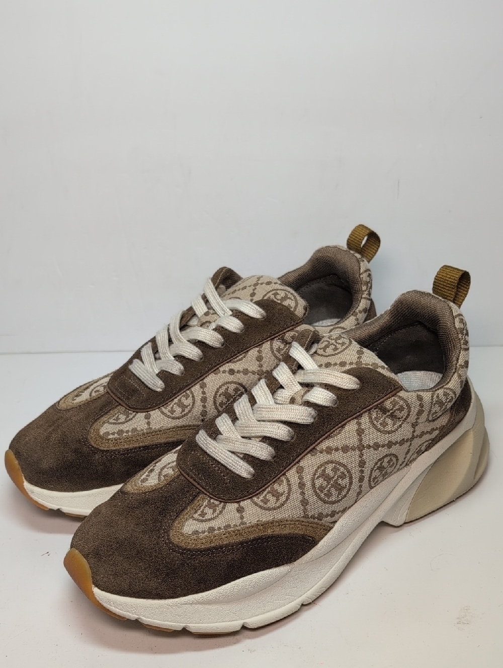 Tory Burch T Monogram Suede Good Luck Trainer sneakers womans size 8 - Picture 2 of 16
